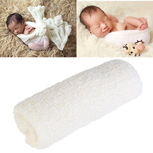 FENICAL Newborn Photography Cute Baby Pictures Prop Newborn Photography Props Stretch Wrap (Cream White)