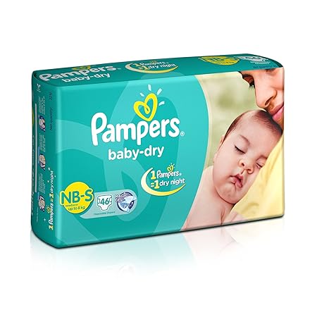 Pampers Taped Baby Diapers, Small (SM), 46 count