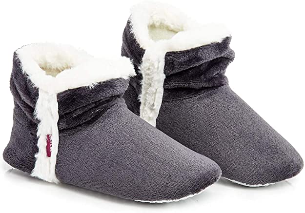 Dunlop Women Bootie Slippers, Ladies Quality Ankle Slippers Memory Foam, Sheepskin Bootie Slippers Indoor Outdoor Shoes, Comfy Warm Winter Slipper Ankle Boots, Gift for Ladies