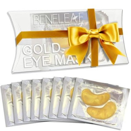 Beneleaf 24K Nano Gold Collagen Eye Patches Mask - Repair and Moisturize Puffy Eyes, Dark Circles (8 Pairs)