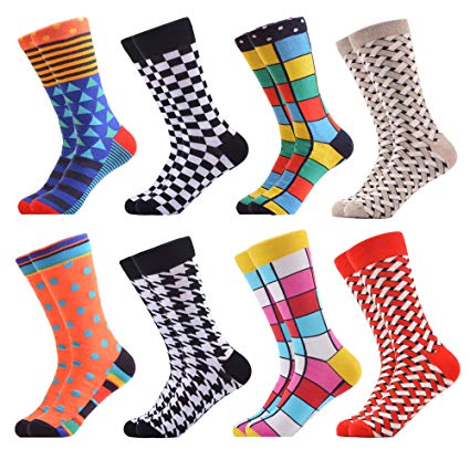 WeciBor Men's Dress Party Crazy Colorful Funny Cotton Crew Socks Packs