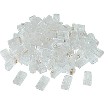 GadKo Cat6 RJ45 Crimp Connectors for Solid and Stranded Cable, 8P8C, 100 Pieces