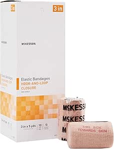 McKesson Elastic Bandage, Non-Sterile, Hook and Loop Closure, 3 in x 5 yds, 10 Count, 1 Pack