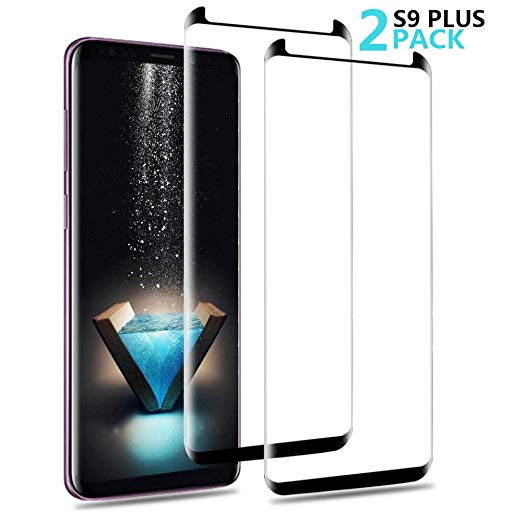 Samsung Galaxy S9 Plus Screen Protector, AAJO [Anti-Bubble][Scratch Resistant][Easy Installation][3D Curved] Tempered Glass Screen Protector for Galaxy S9 Plus (2 Pack)