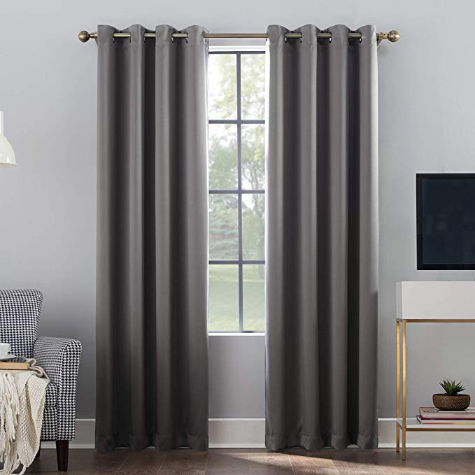 Sun Zero Oslo Theater Grade Extreme 100% Blackout Grommet Curtain Panel, 52" x 63", Gray