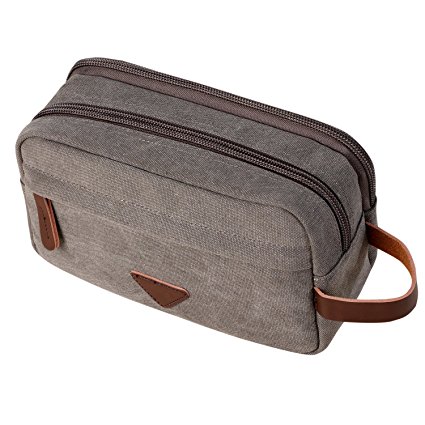 Men Travel Toiletry Bag Organizer Canvas Shaving Dopp Kits with Double Compartments