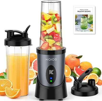 900W KOIOS Smoothie Blender, Personal Blender for Shakes and Smoothies with 2 BPA-Free 22 oz Portable Blender Bottles and To-Go Lids, Single Serve Mixer Blender for Juices Baby Food, Nutritious Recipe