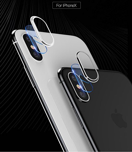 iPhone X Back Camera Lens Tempered Glass Protector and Camera Lens Protector Plating Aluminum for Apple iPhone X (Matte Black)