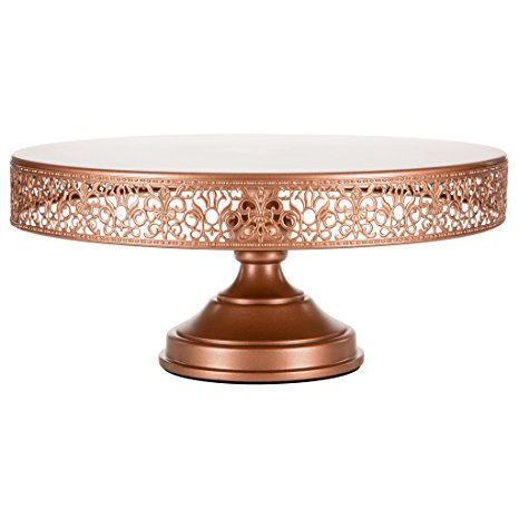 Victoria Collection Rose Gold 16 Inch Cake Stand, Round Metal Wedding Birthday Dessert Cupcake Pedestal Display