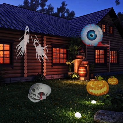 Lanno Halloween Projector Lamp 12 Replaceable Lens 12 Colorful Patterns Night Lamp Christmas Birthday Wedding Decoration Lamp Outdoor Landscape Walls Dance Floors Lighting Light