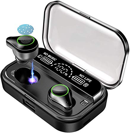True Wireless Earbuds, BuLife Bluetooth 5.0 Stereo Headphones,IPX6 Waterproof Noise Cancelling Wireless Earphones with Microphone,Smart TWS in-Ear Buds with 3000mAH Charging Case