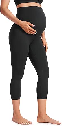 CRZ YOGA Womens Butterluxe Maternity Capris Leggings 21" - Crop Pants Over The Belly Workout Active Yoga Pregnancy Soft