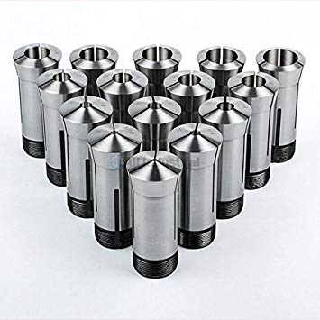High Precision 15 Pc. Round 5C Collet Set 1/8-1" x 16ths Hardened T.I.R. 0.0005" Lathe