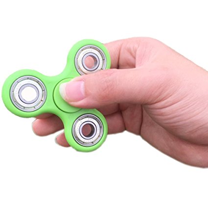 Tri Fidget Hand Spinner - 2017 Best Fidget Spinner Toy For Relieving ADHD, Anxiety - EDC Finger Toy, Work Ultra Fast Bearings Great Gift (Green) (Green)