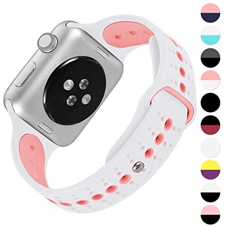 KOLEK Bands Compatible with iWatch Series 4/3/2/1, Soft Silicone Sport Replacement Strap Compatible with iWatch 40mm / 44mm / 38mm / 42mm, Multi Colors Available