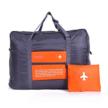 LaoJee Travel Foldable Packable Lightweight High Capacity Luggage Duffle Tote Bag Orange