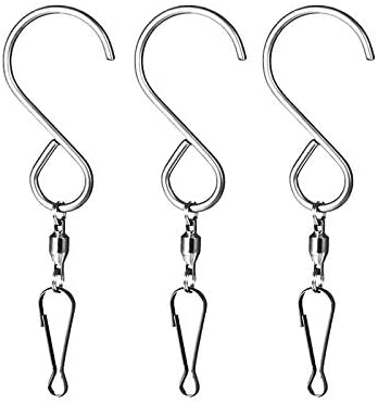 AceList Bird Feeder Hanger, 3-Pack Spinning Swivel Clips Twister Rotating S-Hooks for Bird Cage Windchime Mobile