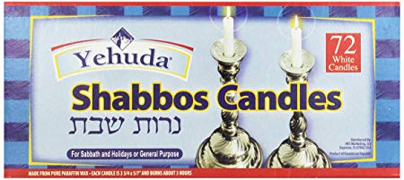 Yehuda 3 Hour White Sabbath Candles, 72 ct