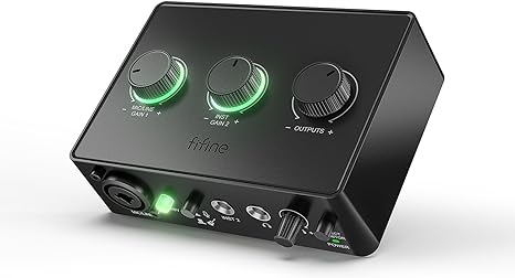 FIFINE Computer Audio Interface with XLR Microphone Input,Monitor jack,48V Phantom Power for Music Recording,Podcasting,USB Audio Mixer with Gain Knob for Vocal/Streaming/Guitar/Video Creation-Ampli 1