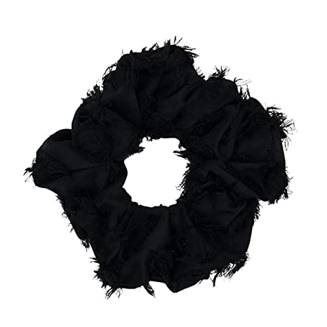 Kitsch XL Scrunchies, egirl Aesthetic, Big Scrunchies (Frayed Black)