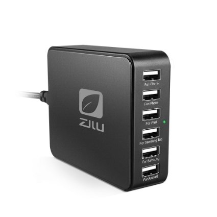 ZILU 35w 6-Port USB Charging Hub Multi-Port USB Charger Desktop Hub for iPhone 6s / 6 / 6 Plus, iPad Air 2 / mini 3, Galaxy S6 / Edge / Plus, Note 5 and More (Black)