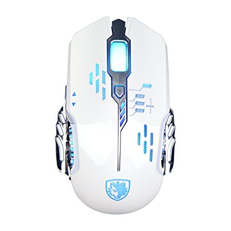 SADES Flash Wing PC Gaming Mouse Mice 2400 DPI 6 Buttons Omron Micro Switches (White)