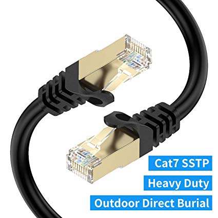 Cat7 Ethernet Cable 200ft, BIFALE Cat7 Outdoor Cable Triple Shielding SSTP 10Gbps 600MHz Ethernet Patch Cable for Modem Router LAN RJ45, UV/Water Proof, Direct Burial, PE Jacket