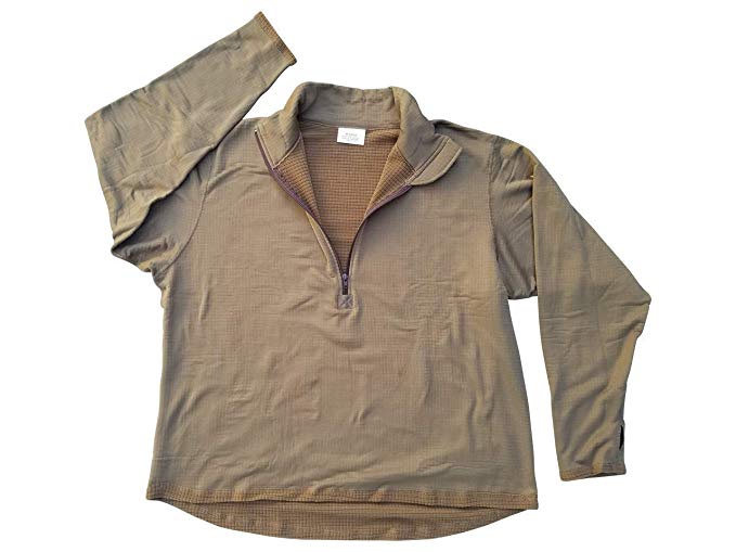 USMC Genuine Issue Coyote Brown Grid Fleece Quarter Zip Pullover