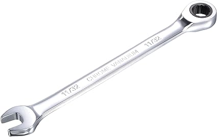 uxcell 11/32 Inch Ratcheting Combination Wrench SAE 72 Teeth 12 Point Ratchet Box Ended Spanner Tools, Cr-V