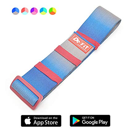 DeFiT Adjustable Hip Resistance Band - Hip Band (13’-17’) Circle & Booty Bands - Fabric Resistance Bands - iOS/Android Professional Fitness Mobile App with Exercise eBooks, Videos & Nutrition Guides