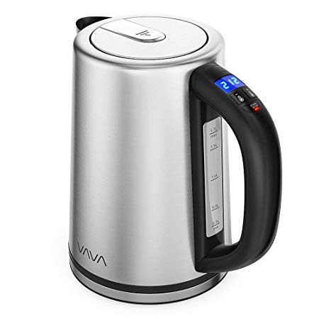 Electric Kettle, VAVA Real-Time LED Display Tea Kettle with Temperature Control, 1.7L Stainless Steel Fast Boiling Hot Water Kettle, 2H Keep Warm & Memory Function (BPA-Free/FDA Certified/UL Approved)