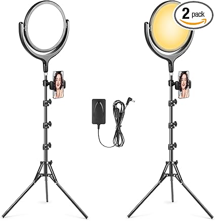 Key Light for Streaming - LED Video Light with Tripod Stand and Phone Holder - Professional Bi-Color 3200K-6500K Circle Lights for Video Recording, Zoom Calls, YouTube, Tik Tok, Photography