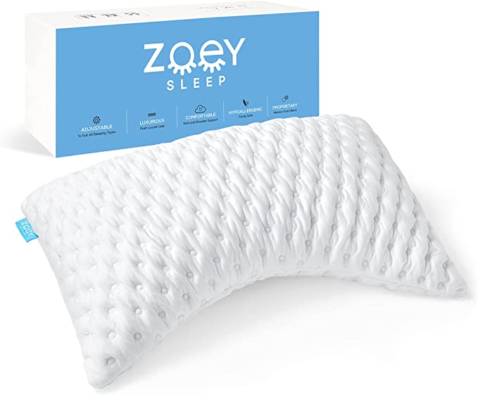 Side Sleeper Pillow - Memory Foam Bed Pillows for Sleeping - 100% Adjustable Supportive Loft - Helps Relieve Neck and Shoulder Pain - Queen Size 19 X 29 Inch - (Premium White)