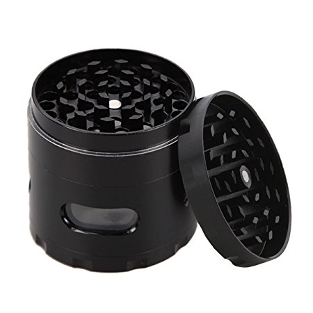 Herb Grinder , Wartoon Premium Zinc Alloy Grinder with Sifter and Magnetic Top for Dry Herb Tabacco Spices- 4 Pieces 2.15 Inches (55mm) -Black