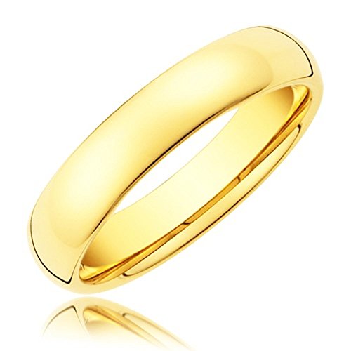 King Will 4mm Gold Plated High Polished Comfort Fit Domed Tungsten Carbide Ring Wedding Band