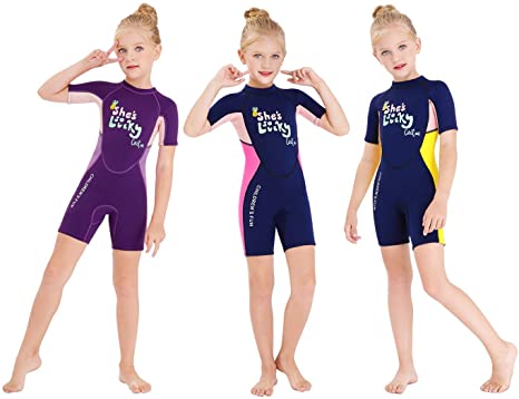 DIVE & SAIL Kids Wetsuit,Thermal Full Wetsuit 2.5mm Neoprene One Piece Long Sleeve Wet Suits Full Swimsuit for Girls Boys and Toddler