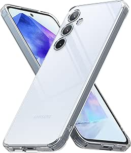 Ringke Fusion Kompatibel mit Samsung Galaxy A55 5G Hülle, Transparent Stoßfest Handyhülle, Harte PC Rückseite Silikon TPU Case mit Band Löcher - Clear