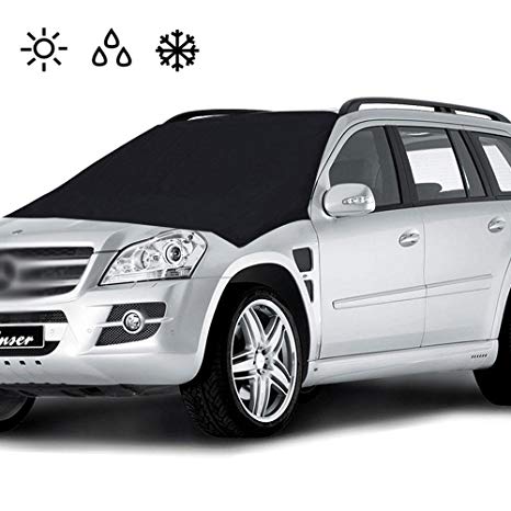 Car Windshield Cover Magnetic, Frost Guard Snow Cover Double Side Ice Shield Design, Sunscreen, Water, Dust, Scratch All Weather Protection - Fits Most Cars, Trucks, SUV(82.5"x 47")
