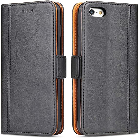 iPhone 6 Case, iPhone 6S Case, Bozon Wallet Case for iPhone 6/6S Flip Folio Leather Cover with Stand/Card Slots and Magnetic Closure (Black Grey)