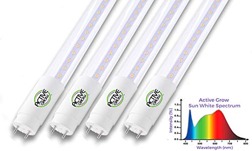 Active Grow T8/T12 HO 4FT LED Grow Light Tube for Germination & Microgreens - 22 Watts - Sun White Full Spectrum (High CRI 95) - Direct Wire 120-277V - UL Marked - 4-Pack