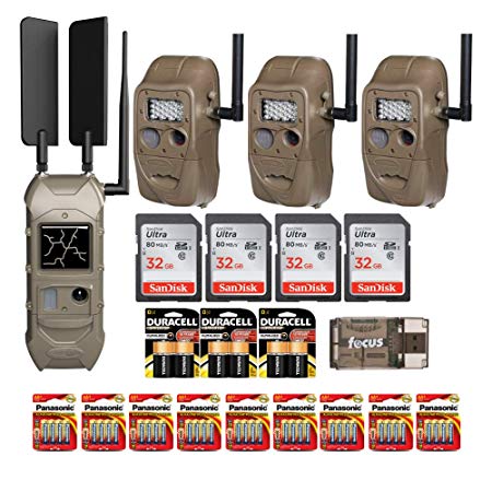 Cuddeback CuddeLink 3   1 Cell Starter Kit Field Bundle: Includes Three J-Series Trail Cameras and One Dual Cell Camera (Verizon LTE), Batteries, Cards, and Focus Card Reader (18 Items)