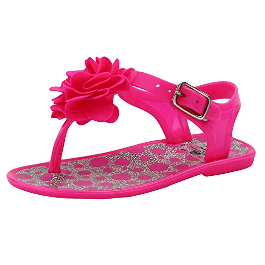 Stepping Stones Girls Jelly Sandals Jelly Shoes Glitter Flower Thong Sandals Flip Flops