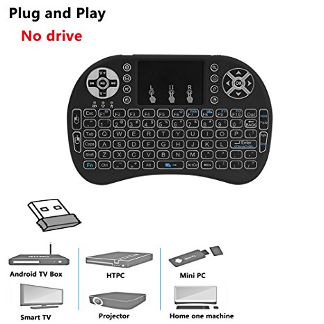 Mini Wireless Keyboard with Backlit,ProCIV 2.4G Mini Keyboard USB Interface Adapter Air Touch Backlit LED for Google Android Devices X-BOX Smart TV, TV Box, HTPC, PC, Notebook Pad and Other Games