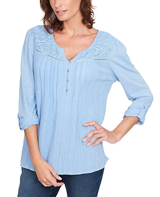 GLORIA VANDERBILT Women's Top with Roll Tab Sleeves