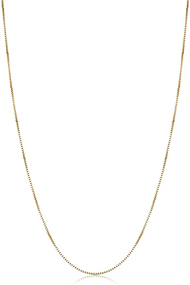KoolJewelry Solid 14k Yellow Gold Venetian Box Chain Necklace for Women (0.6 mm, 0.7 mm, 0.8 mm or 1 mm) - Thin and Lightweight