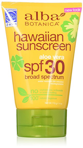 Alba Botanica Hawaiian, Aloe Vera Sunscreen SPF 30, 4 Ounce