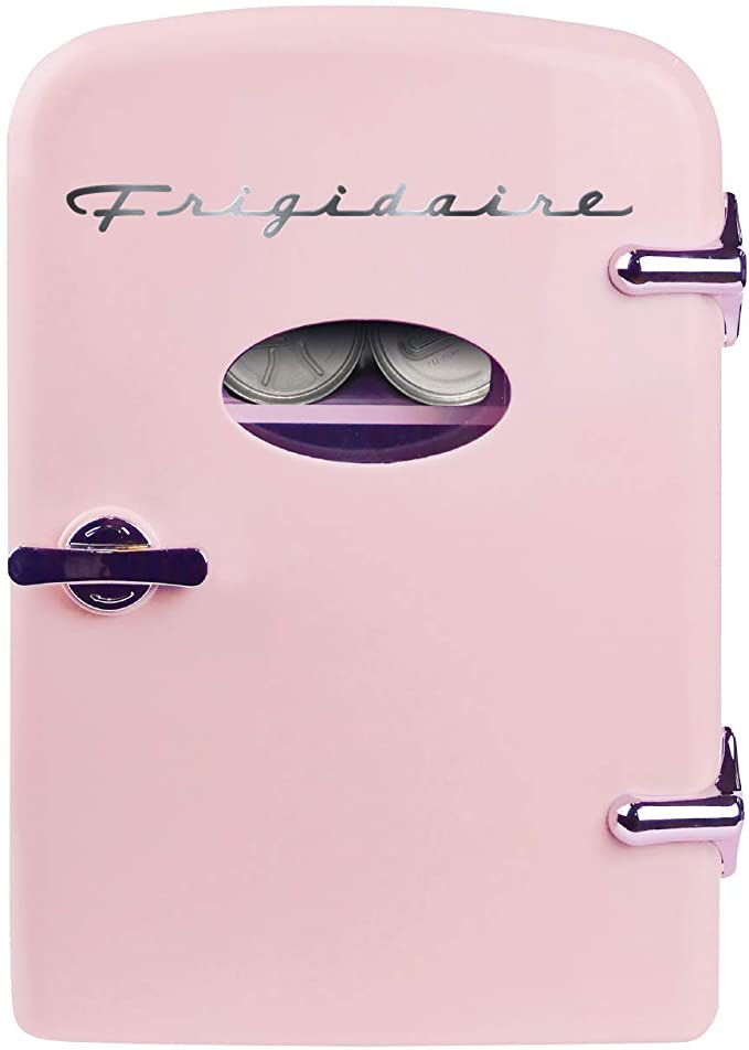 Frigidaire Pink EFMIS129- AMZ EFMIS129 Mini Portable Fridge, 4 litres Capacity Chills Six 12oz Cans, 100% Freon-Free & Eco Friendly, Beverage Cooler