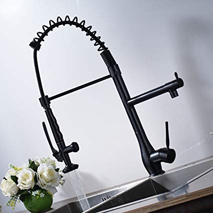 Senlesen Commerical Pull Down Kitchen Faucet Single Handle One Hole Kitchen Sink Faucet with Spring Sprayer Oil Rubbed Bronze