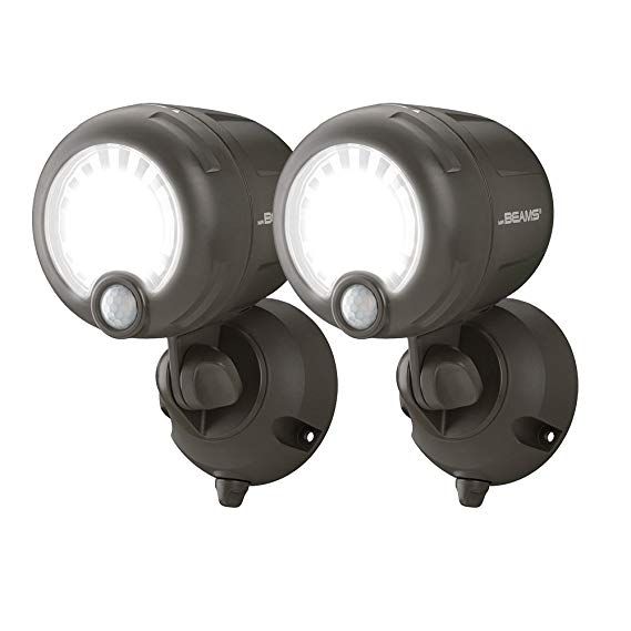Mr Beams MB360XT-BRN-02-01 Wireless Battery-Operated Outdoor Motion-Sensor-Activated 200 Lumen LED Spotlight, 2-Pack, Brown, Pack of 2