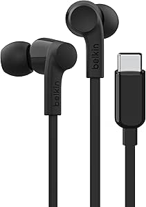 Belkin SoundForm Wired Earbuds with USB-C Connector, in-Ear Earphones w/Microphone - Headphones for iPhone 16, iPad Mini, Galaxy S24, Android, and More with USB-C Connector (USB-C Headphones) - Black